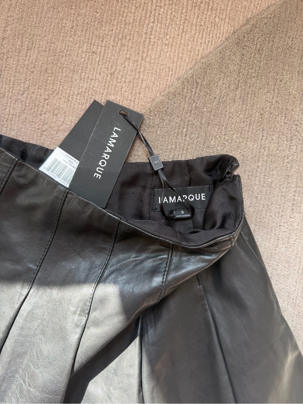 Lamarque Black Leather Pleated Skater Skirt - Picture 2 of 4